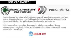 Permohonan adalah dipelawa daripada jawatan kosong terkini di universiti teknologi mara (uitm) disember 2015. 261 Jawatan Kosong Sarawak Oil Palms Dan Press Metal Dbjobasia Com Terbaru Jawatan Dibuka