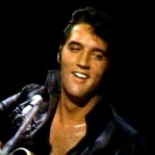 Elvis live june 27 1968 , sit down show 6-p-m and 8 p-m shows Black leather  suit