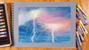 simple drawing how to draw lightning in soft pastels koh i noor easy drawings soft pastel how to draw lightning