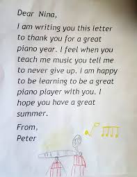 Thank you messages for preschool teachers. A Thank You Card To Piano Teacher Nina From Her Student Peter