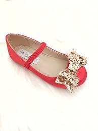 Girls Infant Shoes Red Satin Maryjane Flats With Gold Glitter Bow Holiday Shoes Wedding Shoes Flower Girl Shoe Flower Girl Shoes Holiday Shoes Glitter Shoes