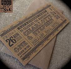 Rustic Kraft Vintage Carnival Circus Festival Ticket Style Wedding Statio Ticket Wedding Invitations Vintage Wedding Invitations Wedding Invitations Rustic