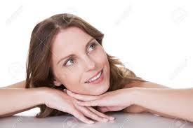 Women also lean forward when they are flirtatious, and this is often how men interpret this female body language. Happy Woman Leaning Forwards On A Table With Her Chin On Her Stock Photo Picture And Royalty Free Image Image 16336654