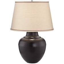 Nightstand and bronze or brown bedside lamps are perfect for reading and lounging, and will ease you in and out of sleep. Brighton Hammered Pot Bronze Table Lamp X4785 Lamps Plus