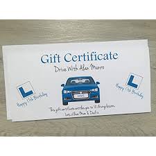 You can either print the gift voucher and fill in the details or type them before you print it. Personalised Driving Lessons Birthday Card Gift Certificate Money Wallet Vouchers Cash Blue Car Amazon Co Uk Stationery Office Supplies