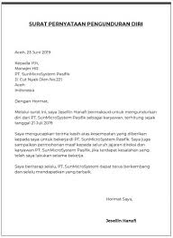 Contoh surat pengunduran diri ini dapat kamu gunakan untuk memberikan kesan dan alasan yang baik, serta tetap menghormati atasan untuk mengundurkan diri dari satu perusahaan. 35 Contoh Surat Pengunduran Diri Resign Yang Baik Dan Jelas Lengkap