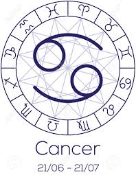 zodiac sign cancer astrological symbol in wheel with polygonal