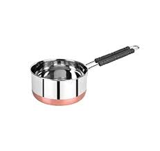 For instance, small fry pan is perfect for making breakfast omelets and the stew pot is great for cooking bulk food. Buy Girgit Stainless Steel Copper Coated Copper Bottom Flat Stove Bottom Sauce Milk Pan Tea Coffee Pot Tapeli Patila 1 1 5 Ltr Online At Low Prices In India Amazon In