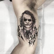 Joker Tattoo Heath Ledger Edition Uploaded By Our Friends From Garotasnerds Joker Batman Jokerta Joker Tattoo Design Joker Tattoo Tattoo Designs