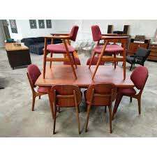 1960s Mid Century Modern Hans Olsen Teak Dining Room Set 9 Pieces Chairish Dining Table Chairs Dining Table And Chair Sets