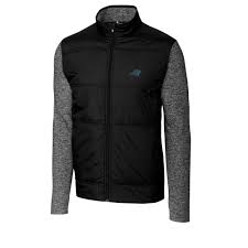 Carolina Panthers Mens Cutter Buck Black Stealth Full Zip Jacket