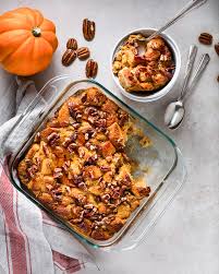 Spread crescent dough sheet to cover the bottom of a large baking dish. Pumpkin Pecan Bread Pudding Recipe