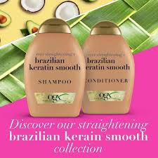 The hair absorbs keratin which makes its structure softer and healthier by eliminating all creases and curls. Buy Ogx Ever Straightening Brazilian Keratin Smooth Shampoo 385ml Online Shop Beauty Personal Care On Carrefour Uae