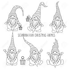 Digi stamp, nordic, scandinavian, coloring page, digital art, xmas, holiday, north, winter, snow, beard, 055. Chrismas Gnomes Collection For Coloring Isolated Items Scandinavian Royalty Free Cliparts Vectors And Stock Illustration Image 127293606