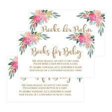Choosing custom baby shower invitations. 25 Flower Books For Baby Request Insert Card For Girl Gold Floral Baby Shower Invitations Or