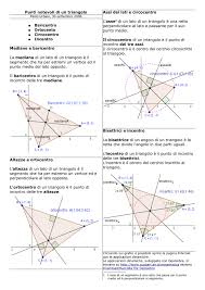 Le mediane di un triangolo si incontrano in uno stesso punto, il baricentro. Punti Notevoli Di Un Triangolo