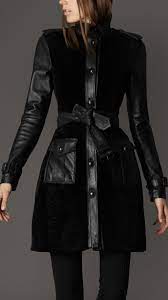 Burberry London Women Leather Sleeve Shearling Coat Shearling Coat Coat Ladies Of London