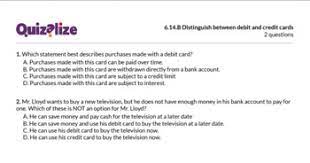 So, if you try to spend $500 but only have $250 in your account, the bank will decline your transaction. 6 14 B Distinguish Between Debit And Cred 6th Grade Math Teks Print Scan