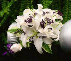 Flowers Casa Blanca Lilies My Fav With Purple Filler Flowers And Bout To Match Flowers Lily Purple