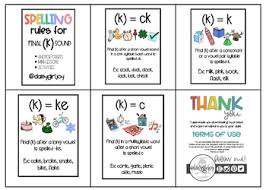 Spelling Rules For Final K Mini Lessons And Anchor Charts