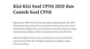 Kisi Kisi Soal Cpns 2020 Dan Contoh Soal Cpns Mitra Kuliah