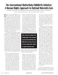 PDF) The International MotherBaby Childbirth Initiative: A Human Rights  Approach to Optimal Maternity Care