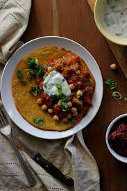 Indian Summer Ratatouille With Curried Socca Cilantro Lime Yogurt Lime Yogurt Cilantro Lime Yogurt Citrus Recipes