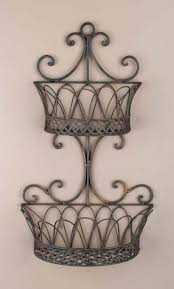 Wrought Iron Metal Double Wall Baskets Planters Iron Decor Wrought Iron Decor Wrought Iron Furniture