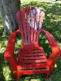 Spray Paint And Stencil On Plastic Chair Adirondack Chairs Painted Plastic Pool Chairs Boho Chair