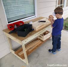 Ohuhu tool bench set kids toy play workbench, kids wooden tool bench workshop, workbench with tools set (89 piece set), wooden construction bench toy for boys girls 3 year old and up. Kids Workbench Plans Build Your Own Kids Woodworking Space Frugal Fun For Boys And Girls