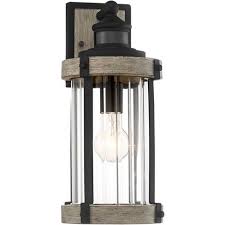 John Timberland Rustic Outdoor Wall Light Fixture Wood Black 15 1 2 Pleated Glass Motion Sensor Exterior House Porch Patio Deck Target