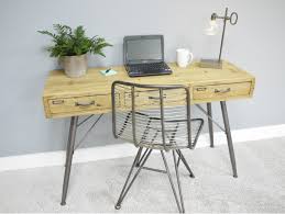 Lumisource pia industrial desk in vintage cream and espresso the pia wood top desk by lumisource is a fully functional and versatile piece of furniture. Retro Industrial Desk My Vintage Home