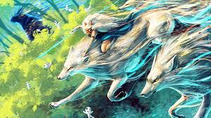 A page for describing characters: Hd Wallpaper Artwork Wolf Fantasy Art Forest Princess Mononoke Studio Ghibli Wallpaper Flare