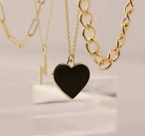 Black Enamel Heart Necklace