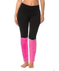 coco limon black pink plush leg warmer leggings women