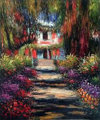 Wall Art Monet Garden Path At Giverny Painting Reproduction At Overstockart Com Famous Paintings Monet Monet Painting Reproductions