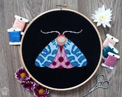 Aida 14, light blue 159w x 189h stitches size(s): Realistic Nature Leaf Wreath Black Cat Cross Stitch Pattern Digital Download Vintage Mystical Cat Moon Phases Craft Supplies Tools Home Improvement