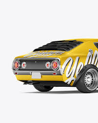 Download Retro Sport Car Mockup Back Half Side View In Free Mockups On Yellow Images Object Mockups PSD Mockup Templates