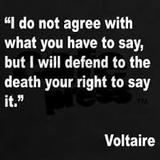 Voltaire I Agree With The Sentiment Unless Of Course It Is Grossly And Deliberately Offensive That S What We Have Laws For Motivation Humor Think