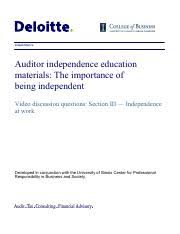 11 the pcaob's definition of a financial reporting oversight role matches the commission's definition of the same term. Auditor Independence The Importance Of Being Independent Iii Pdf Independence Auditor Independence Education Materials The Importance Of Being Course Hero