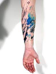 This was the start of branding myself in the body art world. Abstract Half Sleeve Arm Watercolor Abstract Tattoo Watercolor Tattoo Sleeve Watercolor Tattoo Music