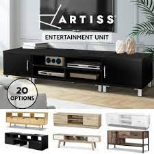 This furniture contains 1 cabinet and 2 shelves. Artiss Tv Cabinet Entertainment Unit Stand Lowline Storage Wooden Drawers Led Ebay