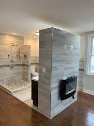 Open shower are also very functional because they don't close the space but they the bathroom wider and bigger. Master Suite With Open Concept Bathroom Has No Doors Or Privacy