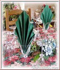 Décoration de table élégante en noir et bleu foncé avec. Serviette Pliee En Feuille Exotique Posee Dans Un Verre A Pied Pliage Serviette Pliage Serviette Verre Pliage Serviette Papier Noel