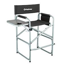 Kingcamp Tall Director Chair Bar Height Steel Frame Collapsible With Side Table Cup Holder Side Storage Bag Footrest Foldin Directors Chair Chair Artist Chair