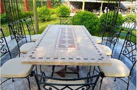 Add versatile organization to your outdoor space with the eucalyptus solid wood side table. 78 94 Patio Garden Stone Mosaic Marble Dining Table Tampa Elegance And Sophistication Come Toget Garden Table Outdoor Dining Table Setting Outdoor Stone