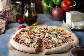 Greek Pizza Recipe With Yogurt And Olive Oil Dough Recipe Greek Pizza Recipe Yogurt Recipes Greek Pizza