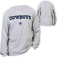 Dallas Cowboys Greys Leaper 2 Touchdown Long Sleeve T Shirt Long Sleeve Tshirt Men Shirts Dallas Cowboys