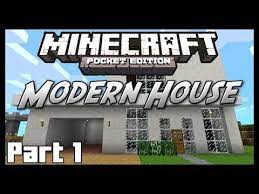 Minecraft Pocket Edition Tutorial How To Build A Modern House Part 1 Minecraft Pocket Edition House Parts Minecraft Tutorial