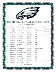 Eagles Schedule Printable